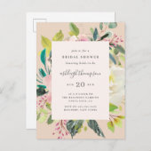 甘いパステル調の水彩画の花柄のブライダルシャワー インビテーションポストカード (正面/裏面)