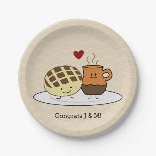 甘いパンのココア鍋のdulceのメキシコ人の外耳 ペーパープレート (正面)