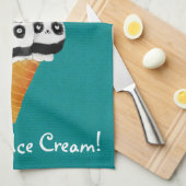 甘いパンダくまのアイスクリームコーン キッチンタオル (四つ折り)