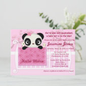 甘いパンダの女の子のベビーシャワーの招待状のピンク 招待状 (スタンド正面)