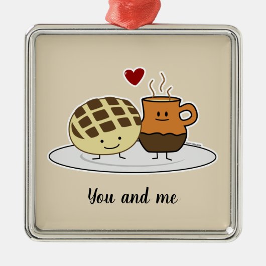 甘いパン熱チョコレートパンdulceメキシコのコンチャ メタルオーナメント (正面)