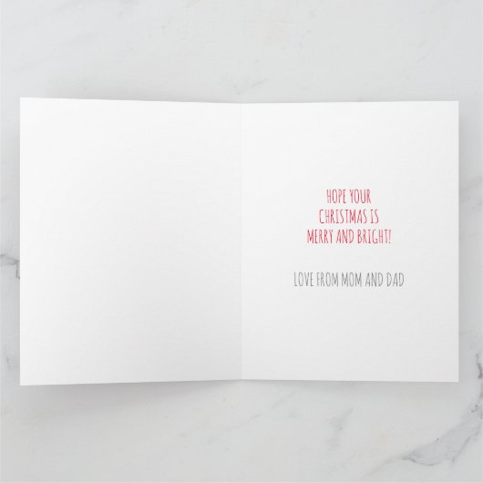 甘いパーソナライズされたキリンのクリスマスカード カード (内部)