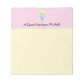 甘いパーソナライズされた人生ピンクの黄色いポップス ノートパッド (正面)