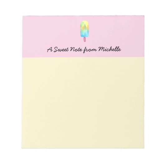 甘いパーソナライズされた人生ピンクの黄色いポップス ノートパッド (正面)