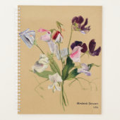 甘いパーソナライズされた豆ヴィンテージフローラ プランナー手帳 (正面)