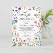 甘いビーズワイルドフラワー（昆虫）マルハナバチベビーシャワー 招待状 (スタンド正面)