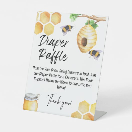 甘いビー可能なおむつラッフルサイン赤ちゃんシャワー 台座サイン (正面)