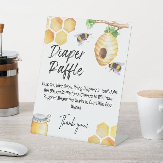 甘いビー可能なおむつラッフルサイン赤ちゃんシャワー 台座サイン (インサイチュ)