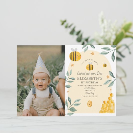 甘いビー1st誕生日招待状 招待状 (スタンド正面)