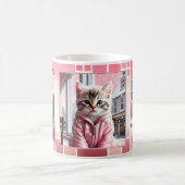 甘いピンクおもしろいネコ コーヒーマグカップ (中央)