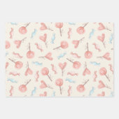 甘いピンクかわいらしキャンディ棒つきキャンデーかわいい ラッピングペーパーシート (正面)