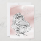 甘いピンクとグレーのベビーガールシャワー 招待状 (正面)