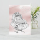 甘いピンクとグレーのベビーガールシャワー 招待状 (スタンド正面)