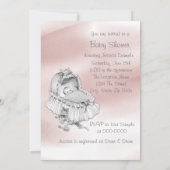 甘いピンクとグレーのベビーガールシャワー 招待状 (裏面)