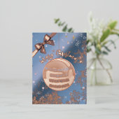 甘いピンクとブルーのクリスマスバウアー 箔シーズンポストカード (立ち正面)