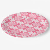 甘いピンクと白のパズル ペーパープレート (アングル)