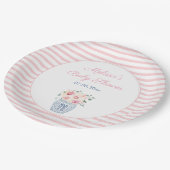 甘いピンクと白のフローラガールベビーシャワーパーティー ペーパープレート (アングル)