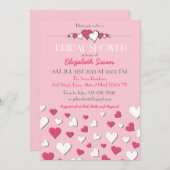 甘いピンクと白の愛のブライダルシャワーの招待 招待状 (正面/裏面)