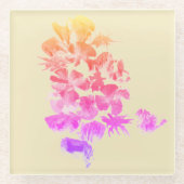 甘いピンクと紫の花 ガラスコースター (正面)