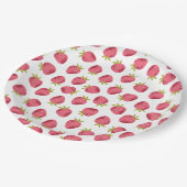 甘いピンクのいちごの継ぎ目が無いパターン ペーパープレート (アングル)
