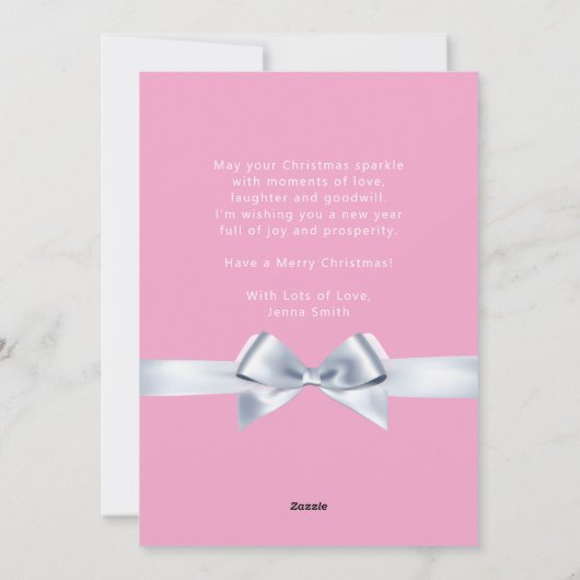 甘いピンクのかわいいクリスマスキャットクリスマスグリーティング シーズンカード (裏面)