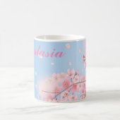 甘いピンクのさくらんぼがお名前で咲く コーヒーマグカップ (中央)