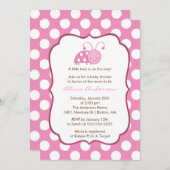 甘いピンクのてんとう虫のベビーシャワーの招待状 招待状 (正面/裏面)