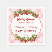 甘いピンクのイチゴのベビーシャワー スタンダードカクテルナプキン (正面)