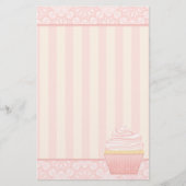 甘いピンクのエレガントなカップケーキ 便箋 (正面)