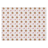 甘いピンクのカップケーキとジンジャーブレッドの家 テーブルクロス (正面(横))