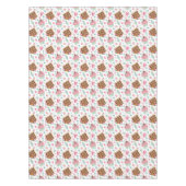 甘いピンクのカップケーキとジンジャーブレッドの家 テーブルクロス (正面)