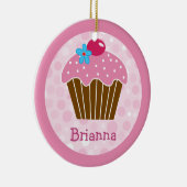 甘いピンクのカップケーキのオーナメント セラミックオーナメント (右)