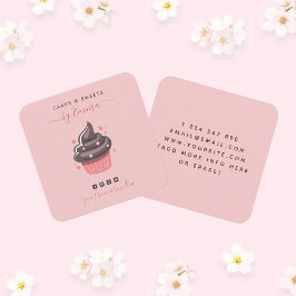 甘いピンクのカップケーキベーカーモダンソーシャルメディアスター スクエア名刺