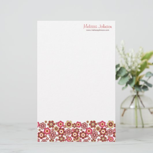 甘いピンクのキャンディーデイジーの花のパガーリーターンおもしろい 便箋 (スタンド正面)