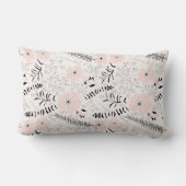 甘いピンクのグレーの花のパターン ランバークッション (裏面)
