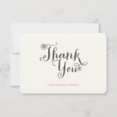 甘いピンクのケーキ 白いデイジー 女の子の1歳の誕生日 サンキューカード (正面)