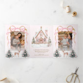 甘いピンクのコケット弓クリスマスワンダーランドの写真 三つ折りクリスマスカード (内部)