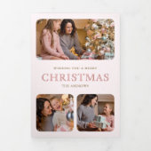 甘いピンクのコケット弓クリスマスワンダーランドの写真 三つ折りクリスマスカード (カバー)