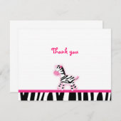 甘いピンクのシマウマはメッセージカード感謝していしています サンキューカード (正面/裏面)