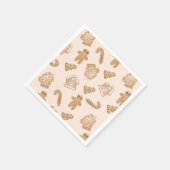 甘いピンクのジンジャーブレッドのクリスマスパターン スタンダードカクテルナプキン (角)