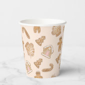 甘いピンクのジンジャーブレッドのクリスマスパターン 紙コップ (裏面)