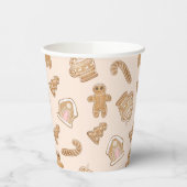 甘いピンクのジンジャーブレッドのクリスマスパターン 紙コップ (左)