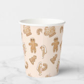 甘いピンクのジンジャーブレッドのクリスマスパターン 紙コップ (右)