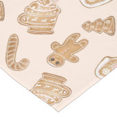 甘いピンクのジンジャーブレッドクリスマスパターンショートタブ ショートテーブルランナー (コーナー)