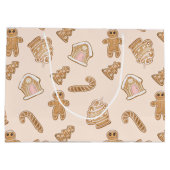 甘いピンクのジンジャーブレッドクリスマスパターン ラージペーパーバッグ (裏面)