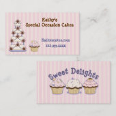 甘いピンクのストライプのなベーカリーの名刺 名刺 (正面/裏面)