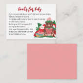 甘いピンクのストロベリークマが本を持って来る赤ちゃんシャワー エンクロージャーカード (正面/裏面)