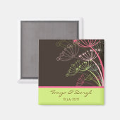 甘いピンクのタンポポ花のフローラ日付を保存 マグネット (正面/裏面)