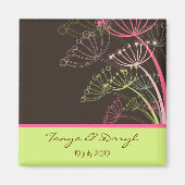 甘いピンクのタンポポ花のフローラ日付を保存 マグネット (正面)