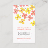 甘いピンクのデイジーポップ・アートの夏の花お洒落 名刺 (裏面)
